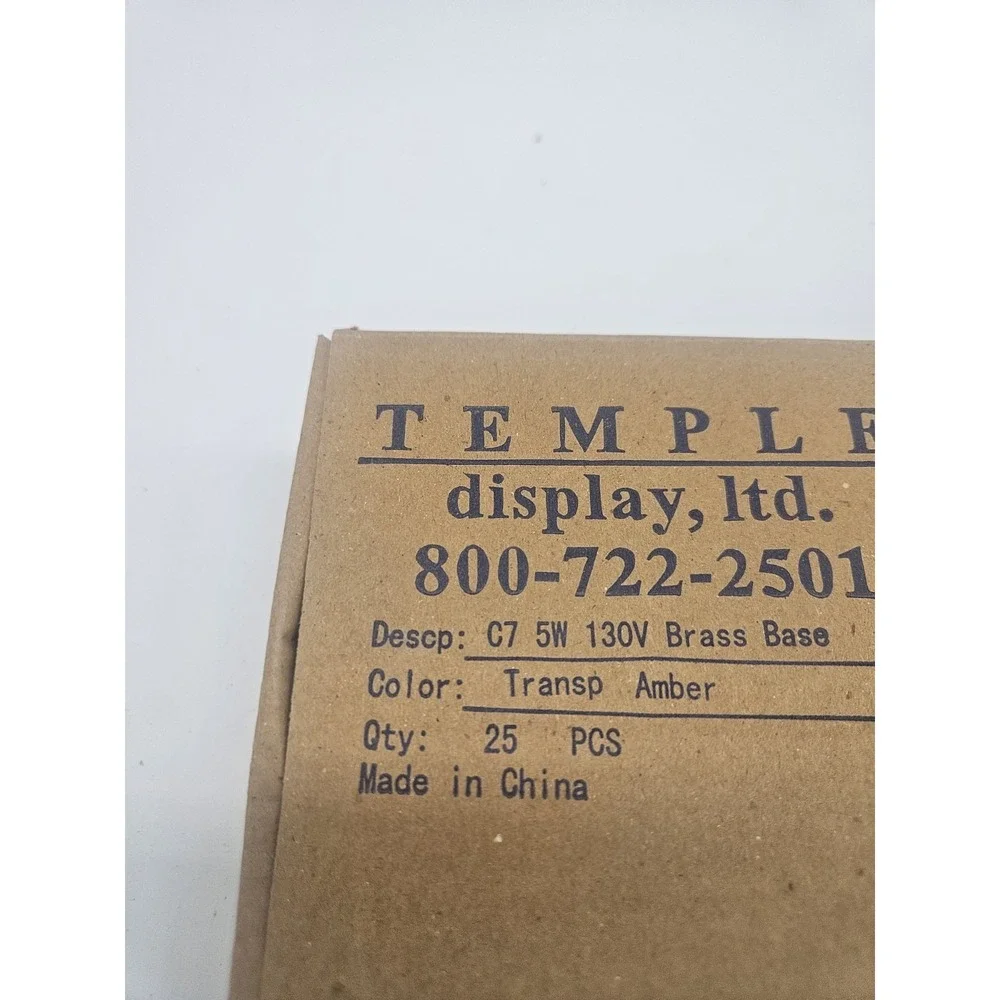 NOS C7 Incandescent Transparent Amber Replacement Bulbs Brass Base